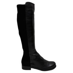 Stuart Weitzman 5050 Over The Knee Boots in Black Leather and Suede